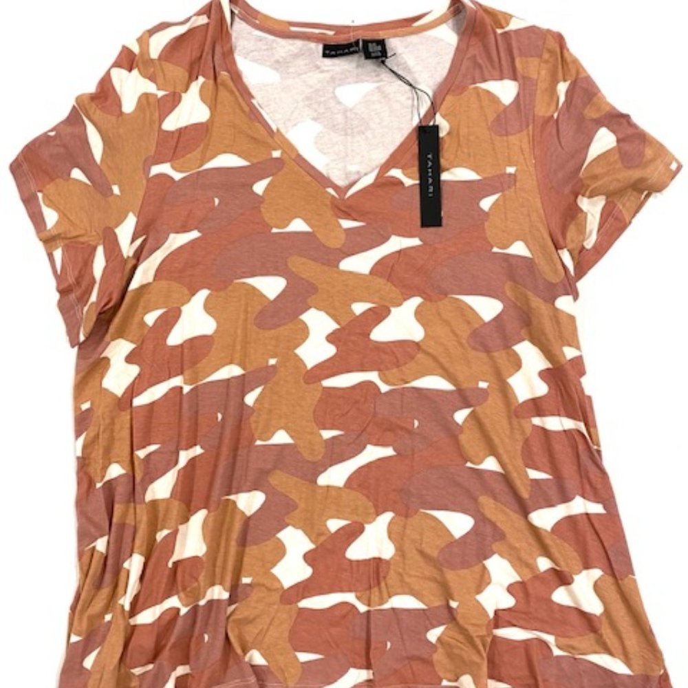 Tahari Plus Size  V-Neck Camo Tee